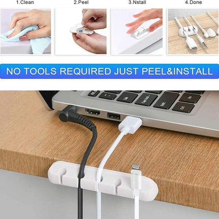 Cable Organizer - Cable Clips for 3/5/7" Cables - Self-Adhesive Cable Clips - Cable Clamp - Cable Holder - Cable Tray - Cable Management - Cable Organizer - Desk Organizer - for USB Charging Cable, Power Cord, Mouse Cable - White - 3 Pieces.