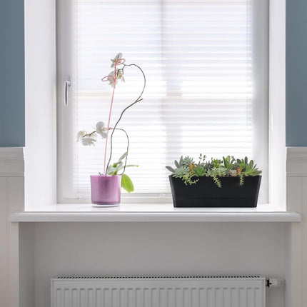 Flower pots - Balcony plant pot/flower pot - Railing/fence - Garden - rectangle - flower boxes - 3 pieces rectangular plant pots of 30 cm - rectangular plastic planters - balcony planters for planting succulents.
