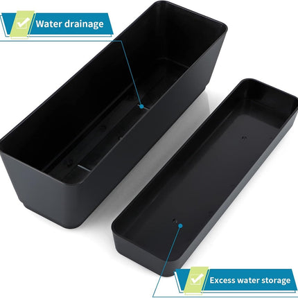 Flower pots - Balcony plant pot/flower pot - Railing/fence - Garden - rectangle - flower boxes - 3 pieces rectangular plant pots of 30 cm - rectangular plastic planters - balcony planters for planting succulents.