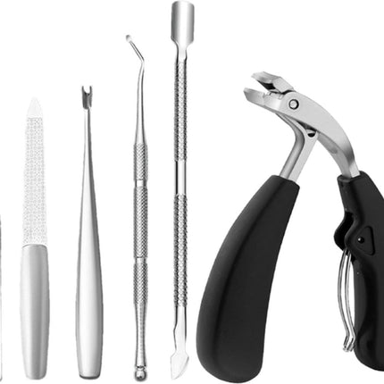 Nail Clipper Set with Nail File - Professional Nail Clipper - Nail Clipper - Toenails and Fingernails - Toenail Clipper - Nail Set for Fungal Nails - Ergonomic Design - For Thick Nails - 6 Pieces.