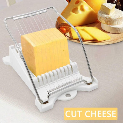 Cheese Slicer - Multipurpose Slicer Dicer - Vegetable Cutter - Multifunctional Chaf - Stainless Steel - Kitchen Utensils - Kitchen Accessories - Cheese Slicer for Young Cheese - For Cheese/Ham/Root Vegetables/Hot Dogs - White.