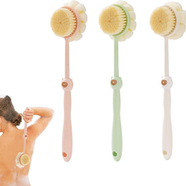 Bath Brush - 3 Pieces - Back Brush Shower with Long Handle - Body Brush - Double-Sided - Massage - Rich Lather - Back Scrubber - Shower Brush - Back Brush - Skin Brush - Exfoliating Back Brush - Bath & Shower Accessories - Deep Cleansing.