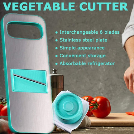 Vegetable Slicer - 8-Piece - Vegetable Chopper - Kitchen Slicer - All-purpose Slicer - Onion Slicer - Grater - Plastic - Manual - Easy to Clean - Effective - Time-Saving - Simple - Multifunctional - Blue.