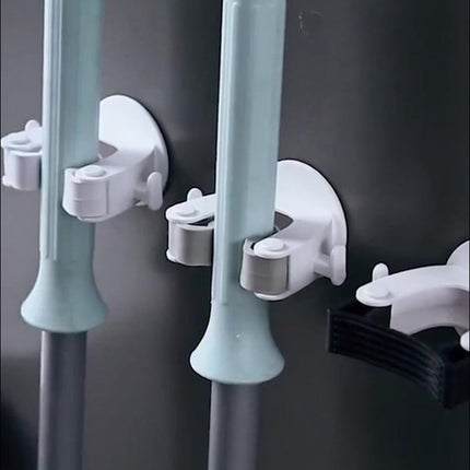 Broom Holder - 4 pieces - Self-adhesive - Broom Holder - ABS - Broom Hanging System - Broom Holder - Garden Tools - Tool Holder - White - Strong adhesion - No Drilling Required.