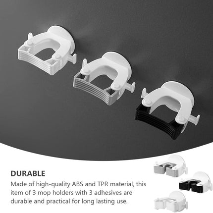 Broom Holder - 4 pieces - Self-adhesive - Broom Holder - ABS - Broom Hanging System - Broom Holder - Garden Tools - Tool Holder - White - Strong adhesion - No Drilling Required.