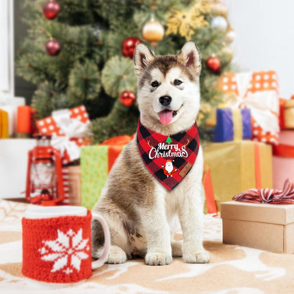Christmas Dog Bandana - Neck Scarf For Your Pet Bandana Dog Dog Cat - Triangular Cloth - For Small, Medium And Large Puppies - Adjustable Bandana - Red/Green.