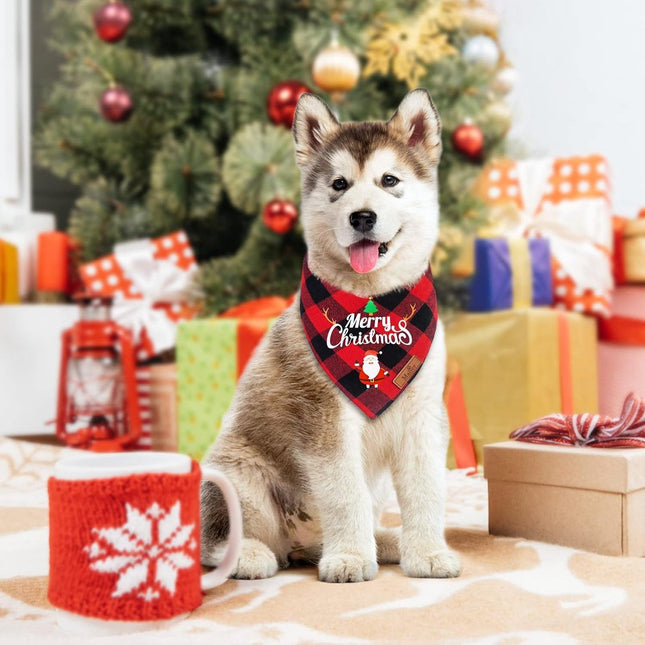 Christmas Dog Bandana - Neck Scarf For Your Pet Bandana Dog Dog Cat - Triangular Cloth - For Small, Medium And Large Puppies - Adjustable Bandana - Red/Green.