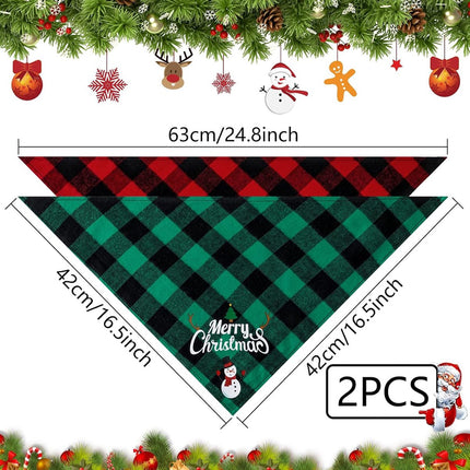Christmas Dog Bandana - Neck Scarf For Your Pet Bandana Dog Dog Cat - Triangular Cloth - For Small, Medium And Large Puppies - Adjustable Bandana - Red/Green.