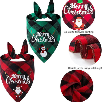 Christmas Dog Bandana - Neck Scarf For Your Pet Bandana Dog Dog Cat - Triangular Cloth - For Small, Medium And Large Puppies - Adjustable Bandana - Red/Green.
