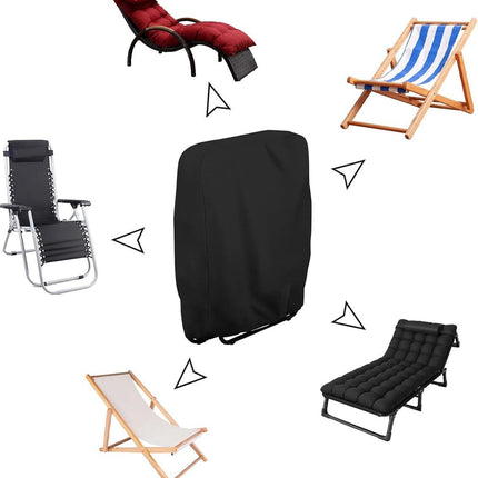 Weatherproof Protective Cover for Sun Lounger - Waterproof Chair Cover - Garden Chair Cover - Cover for Folding Chairs - Garden Furniture Cover - Protective Cover for Sun Loungers - 71x20/34x110cm - Cover for Sun Lounger - Black - With Carrying Bag - For.