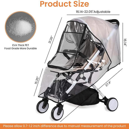 Stroller Rain Cover - Universal - Stroller Rain Cover - Buggy Rain Cover - Rain Cover for Stroller - Universal Stroller Accessory - Baby Weather Protection - Baby Travel Weather Shield - Windproof Waterproof - Protection Against Dust and Snow.