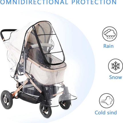 Stroller Rain Cover - Universal - Stroller Rain Cover - Buggy Rain Cover - Rain Cover for Stroller - Universal Stroller Accessory - Baby Weather Protection - Baby Travel Weather Shield - Windproof Waterproof - Protection Against Dust and Snow.