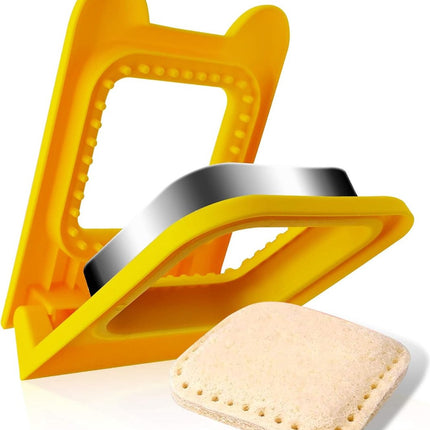 Sandwich Cutter - Sandwich Sealer - Cookie Cutters for Children - Decruster - Sandwich Tool - Sandwich Maker - Sandwich Tools - For Making Sandwiches Hamburger Cake - For Children Lunchbox - Stainless Steel - Yellow Square.