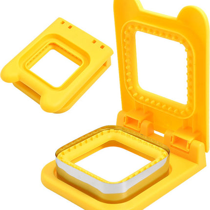 Sandwich Cutter - Sandwich Sealer - Cookie Cutters for Children - Decruster - Sandwich Tool - Sandwich Maker - Sandwich Tools - For Making Sandwiches Hamburger Cake - For Children Lunchbox - Stainless Steel - Yellow Square.