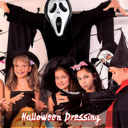 2-Piece Plastic Horror Killer Mask - Screaming Mask - Horror - Full Head Mask - Ghost Face Creates a Suspenseful Atmosphere - Suitable for Carnival and Halloween - One Size Fits All.