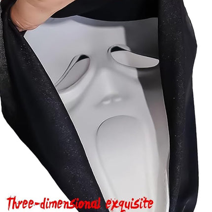 2-Piece Plastic Horror Killer Mask - Screaming Mask - Horror - Full Head Mask - Ghost Face Creates a Suspenseful Atmosphere - Suitable for Carnival and Halloween - One Size Fits All.
