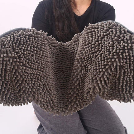 Pet Towel - Dog Towel - Absorbent Dog Drying Towel - Dog Towel with Hand Pockets - Pet Bath Towel - Sustainable - Machine Washable - For Cats and Dogs - 80x35 Cm - Grey - 1 Piece.