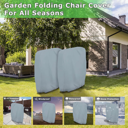 Waterproof Chair Cover - Garden Furniture Protective Cover - Garden Chair Cover - Garden Furniture Cover - Chair Cover for Garden Chairs - Cover for Folding Chairs - Weatherproof Chair Protective Cover - For Outdoor Use in the Garden, Balcony, or Terrace.