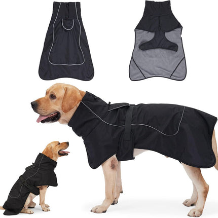 Dog Coat - Warm Coat for Dogs - Reflective Dog Coat with Fur Collar - Back Length 40cm - Dog Weight 8-11kg - Dog Winter Coat - Windproof Coat for Dogs - With Soft Fleece Lining - Dog Clothing - Pet Clothing - Dog - Black - Size XS.