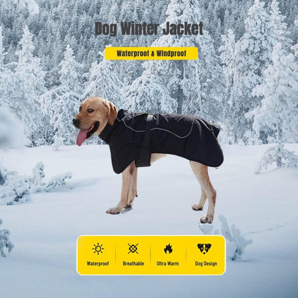 Dog Coat - Warm Coat for Dogs - Reflective Dog Coat with Fur Collar - Back Length 40cm - Dog Weight 8-11kg - Dog Winter Coat - Windproof Coat for Dogs - With Soft Fleece Lining - Dog Clothing - Pet Clothing - Dog - Black - Size XS.