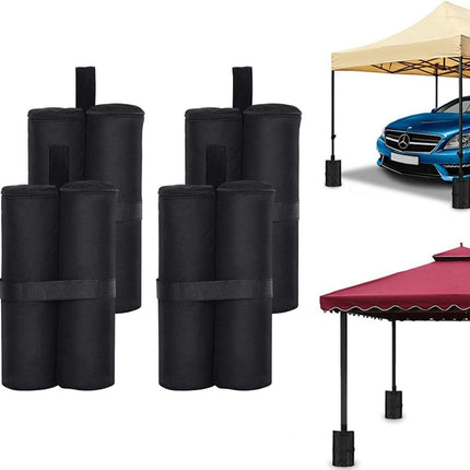 Sandbags - 4 Pieces - 30 x 42 Cm - Weight Bag - Sandbags for Protective Cover - Base Weights for Garden Tent, Party Tent, Pop-Up Tent, Parasol and Trampoline - Sandbags Fillable with Sand or Gravel - Includes Carrying Strap - Polyester 600D - Black.