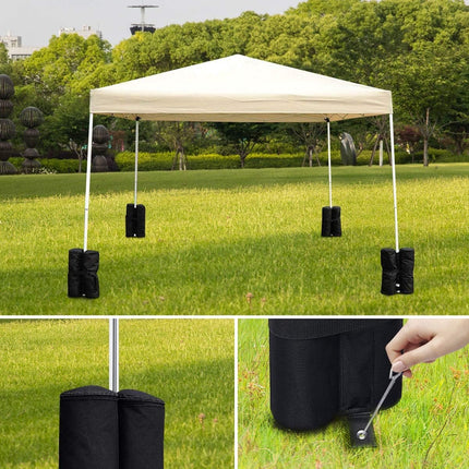 Sandbags - 4 Pieces - 30 x 42 Cm - Weight Bag - Sandbags for Protective Cover - Base Weights for Garden Tent, Party Tent, Pop-Up Tent, Parasol and Trampoline - Sandbags Fillable with Sand or Gravel - Includes Carrying Strap - Polyester 600D - Black.