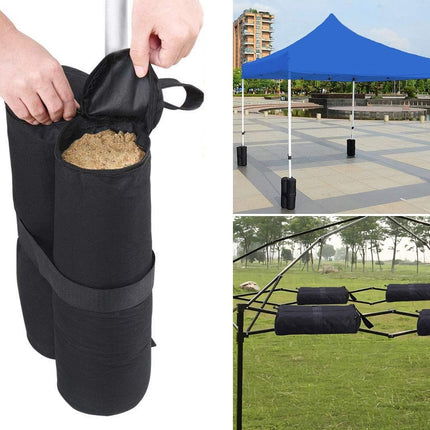 Sandbags - 4 Pieces - 30 x 42 Cm - Weight Bag - Sandbags for Protective Cover - Base Weights for Garden Tent, Party Tent, Pop-Up Tent, Parasol and Trampoline - Sandbags Fillable with Sand or Gravel - Includes Carrying Strap - Polyester 600D - Black.