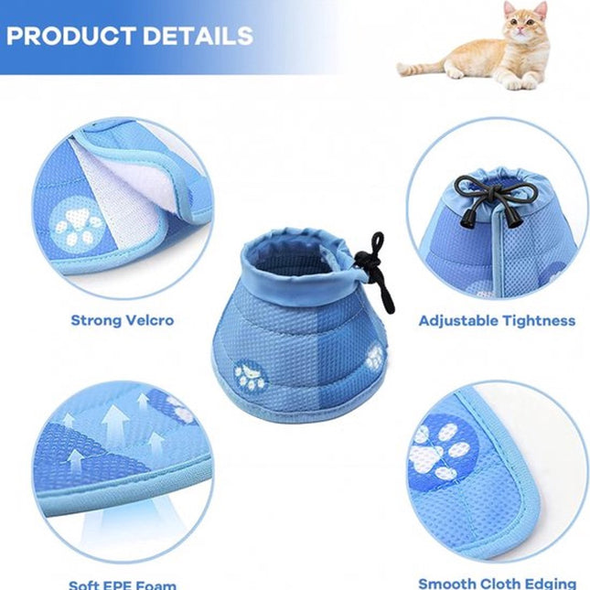 Cat collar - Cat recovery collar - Cat collar - Cat cone - Elizabethan Collars For Cats - Cat Collar - Adjustable - Soft - Size L - Blue.