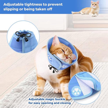 Cat collar - Cat recovery collar - Cat collar - Cat cone - Elizabethan Collars For Cats - Cat Collar - Adjustable - Soft - Size L - Blue.