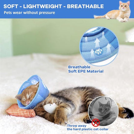 Cat collar - Cat recovery collar - Cat collar - Cat cone - Elizabethan Collars For Cats - Cat Collar - Adjustable - Soft - Size L - Blue.
