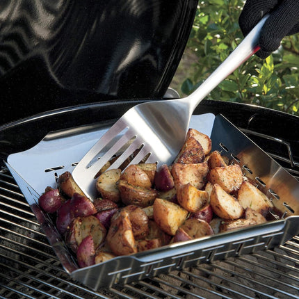 Professional Grill Basket - High-Quality Baking Trays - Barbecue Pans - BBQ Grill Basket - Optimal Heat Distribution - Practical - Durable - Grilled Vegetables / Meat - Very Suitable for Oven Safe / Gas / Charcoal / Electric Grill.