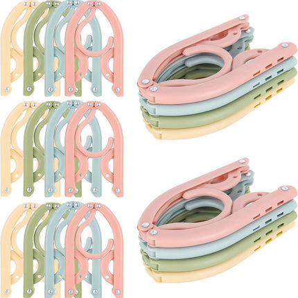 12 Pieces Clothes Hangers - Foldable Clothes Hangers - Anti-Slip - Coat Hangers - Trouser Hangers - Travel Clothes Hangers - Durable & Portable - Trackless - Plastic - Bedroom Organizers - Travel Accessories - Space-Saving Clothes Hangers.