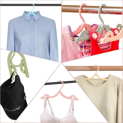 12 Pieces Clothes Hangers - Foldable Clothes Hangers - Anti-Slip - Coat Hangers - Trouser Hangers - Travel Clothes Hangers - Durable & Portable - Trackless - Plastic - Bedroom Organizers - Travel Accessories - Space-Saving Clothes Hangers.