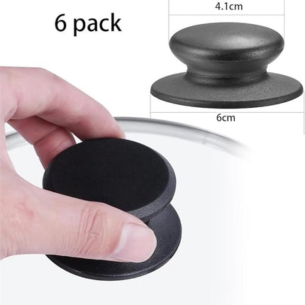 Handles for pot lids - Lid knobs - Replacement parts for cookware - Universal - Handles for pans - Screw-on accessories - Handles for pot lids - Suitable for pot lids and casseroles (black - 6-pack).
