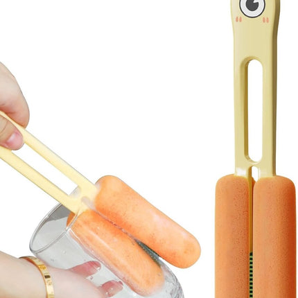 Bottle Brush - Bottle Cleaner - Cleaning Brush - Bottle Brush - Eco Bottle Brush - Bottle Cleaner - Bottle Cleaner - Bottle Cleaner - 4 in 1 Multifunctional - Suitable for All Surfaces - Easy to Use and Antibacterial - Orange.
