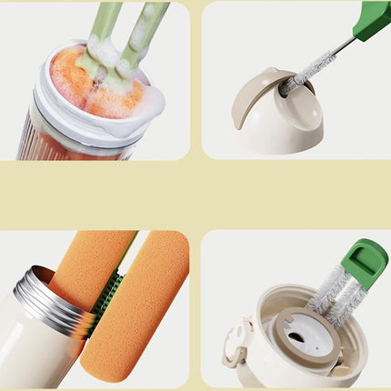 Bottle Brush - Bottle Cleaner - Cleaning Brush - Bottle Brush - Eco Bottle Brush - Bottle Cleaner - Bottle Cleaner - Bottle Cleaner - 4 in 1 Multifunctional - Suitable for All Surfaces - Easy to Use and Antibacterial - Orange.