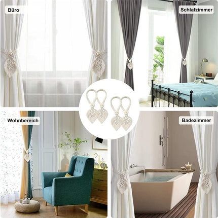 Curtain Holders - 4 Pieces - Curtain Tieback Hook - Curtain Cords - Curtain Drawstring - Holdback Tiebacks - Tiebacks - Buckles for Curtain Clamps - Home Decor - For Home/Bedroom/Office/Hotel/Window Decor - Beige.