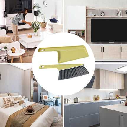 Dusting brush - Dustpan and brush - Dust brush - Bed sweeping brush - Sofa brush - Cleaning products - Household cleaning tools - With handle - For sofa, clothing, bed, duvet - Multifunctional - Plastic - Universal - Yellow.