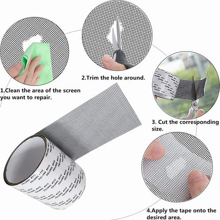 2 Pieces - Screen Repair Tape - 2M x 50mm - Mosquito Net Adhesive Tape - Window Screen Tape - Screen Repair Tape - Fly Curtain Tape - Screen Mesh Tools - For Repairing Windows and Doors - Strong Fiberglass Adhesive Tape - Window Screen Tape - Black.
