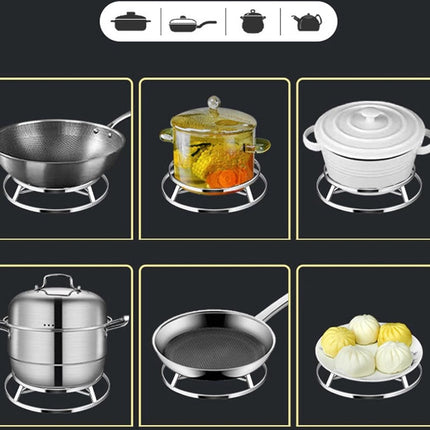 Pan Rack - Pot Stand - Stainless Steel Grill Holder - Steam Grid - Cooking Stand - Pan Trimmer - Pot Trimmer - Scratch-Resistant - Heat Resistant - For Hot Dishes - Pan Accessories - Round - Stainless Steel.