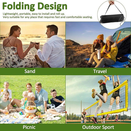 Beach Mat - Foldable Beach Chair - Camping Chair - Beach Mat with Backrest - Outdoor Camping Chair - Collapsible Beach Mat - Lightweight - Portable Sun Lounger - With Storage Bag - Soft Sponge Filling Cushion - Black.