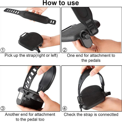 Bicycle Accessories - 2 Pairs - Bicycle Straps - Pedal Straps - Exercise Bike Pedal Straps - Rubber Pedal Straps - Adjustable Length Universal Pedal Strap - Rubber Anti-Slip Exercise Bike Parts - Strength Training Accessories - Black - Safety.