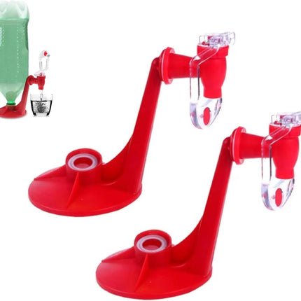 Beverage Vending Machine - 2 Pieces - Beverage Dispenser - Drink and Shot Dispenser - Upside-Down Drink Bottle Drinker - Beverage Dispenser - Tapping - Perfect For Summer Parties And BBQ - Plastic - Red.