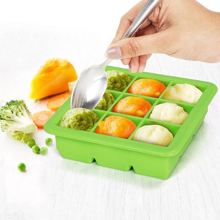 2x Ice Cube Tray With Lid - Silicone Ice Cube Tray - BPA Free - 2 x 9 Cells - 3.5cm Ice Cubes - Dishwasher Safe - Ice Cube Tray - Ice Cube Tray - Square - Green - Reusable - Easy to Push Out.