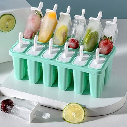 Ice Pop Molds - Ice Lolly Mold - BPA-Free - Silicone Ice Lolly Molds - 12 Ice Lolly Molds - Silicone Ice Lolly Molds - Homemade Ice Pop Mold - Ice Lolly - Reusable - Dishwasher Safe - -40 To 240 °C.
