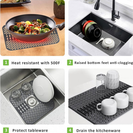 Silicone sink mat - sink protection - 1 piece - dark grey - 43x32 cm.