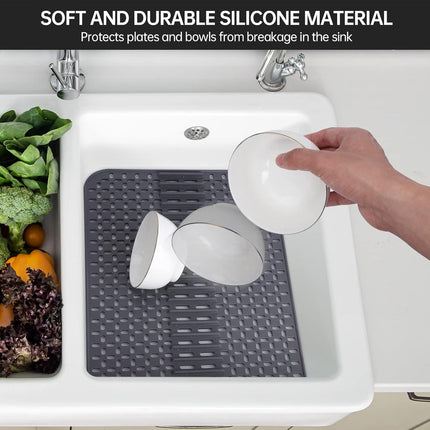 Silicone sink mat - sink protection - 1 piece - dark grey - 43x32 cm.