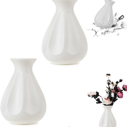 Vase - 2 Pieces - Plant Vase - Flower Vase - Dried Flower Vase - Home Accessories for Flowers and Bouquets - Decorative Accessories - Wedding - Birthday - Modern - Decoration - Indoor Vase - Faux Ceramic - Plastic - 13.5*20cm.