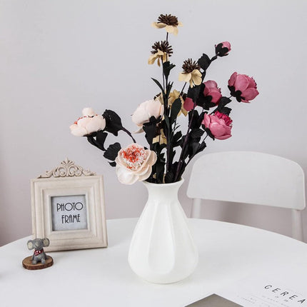 Vase - 2 Pieces - Plant Vase - Flower Vase - Dried Flower Vase - Home Accessories for Flowers and Bouquets - Decorative Accessories - Wedding - Birthday - Modern - Decoration - Indoor Vase - Faux Ceramic - Plastic - 13.5*20cm.