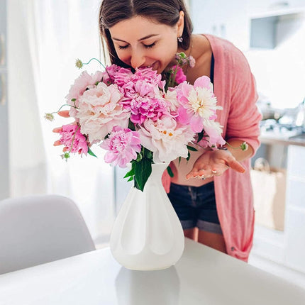 Vase - 2 Pieces - Plant Vase - Flower Vase - Dried Flower Vase - Home Accessories for Flowers and Bouquets - Decorative Accessories - Wedding - Birthday - Modern - Decoration - Indoor Vase - Faux Ceramic - Plastic - 13.5*20cm.